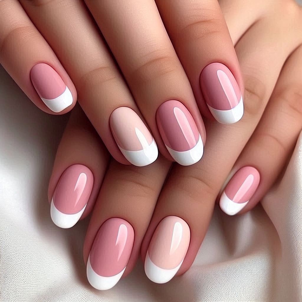 Simple Short French Pink Nails