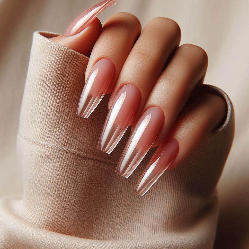 Plain Clear Pink Acrylic Nails