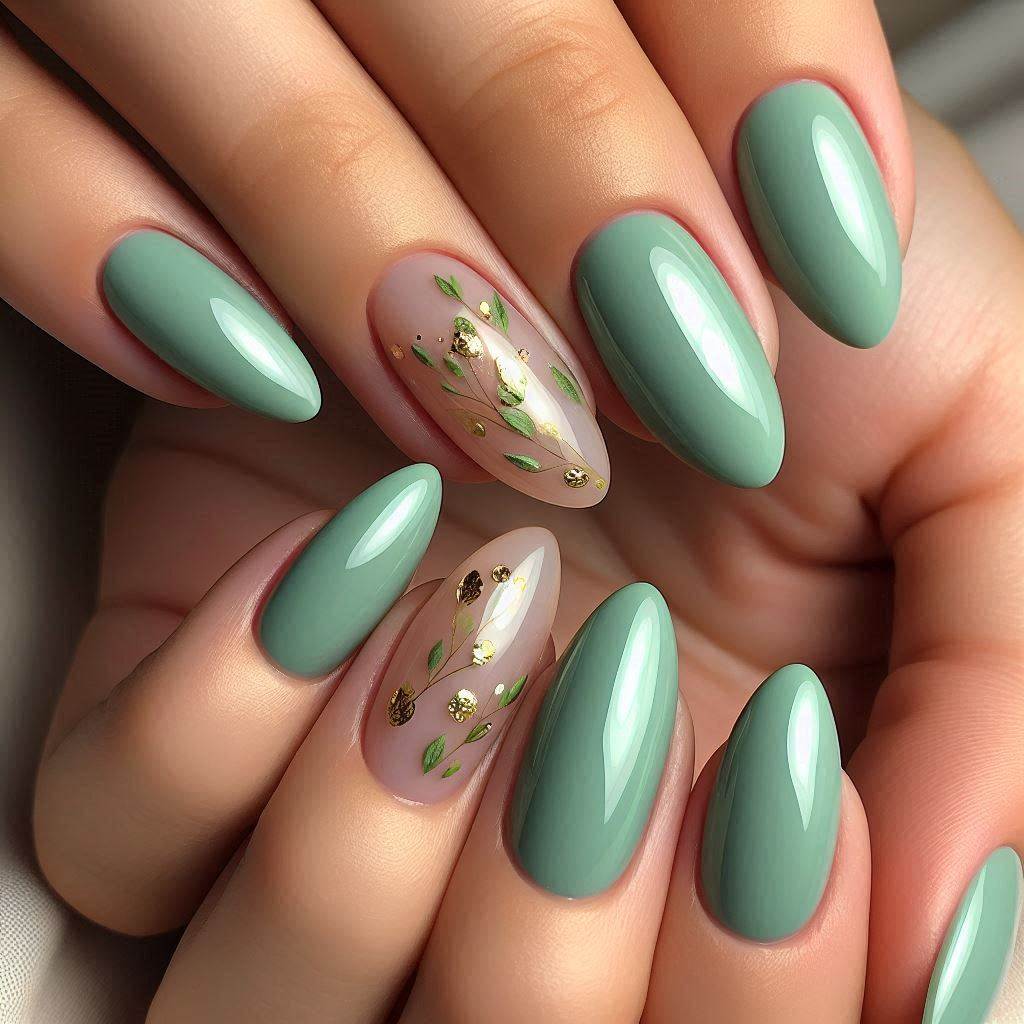 Refreshing Green Summer Nails Almond Simple Elegance