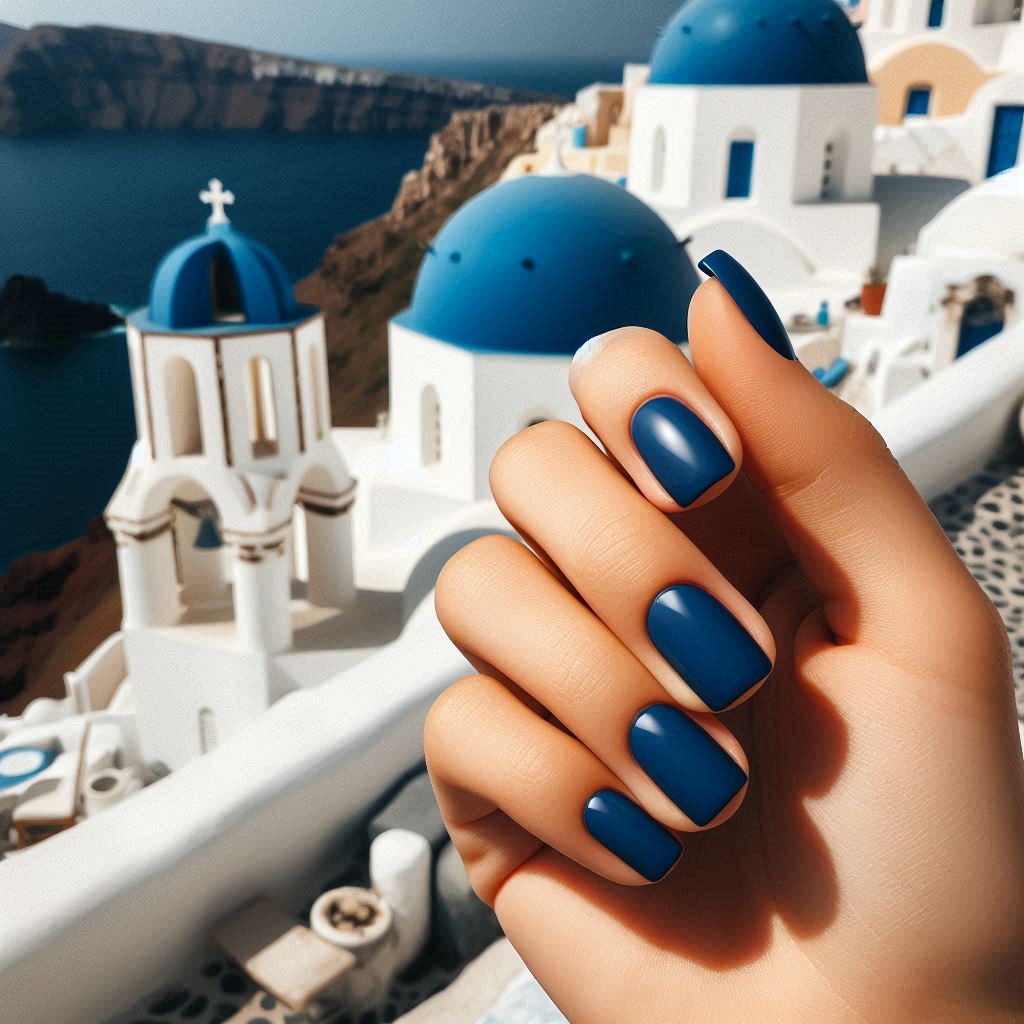 Santorini Blue Square Nails