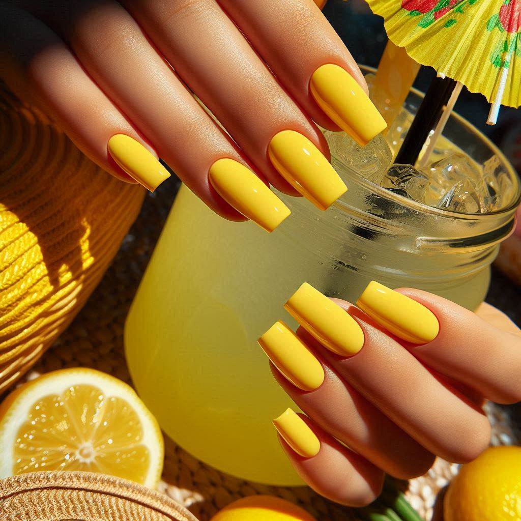 Sunny Yellow Square Nails