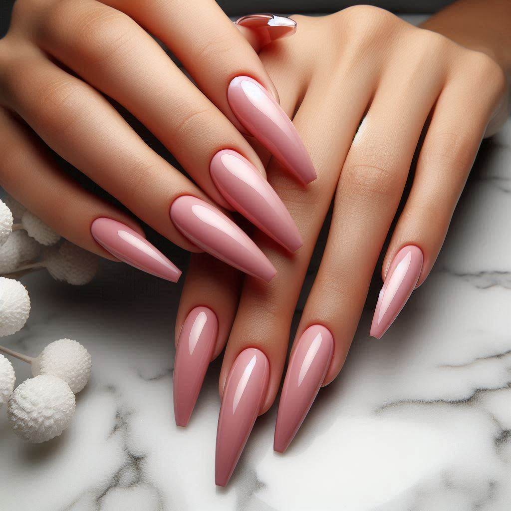 Baby Pink Coffin Nails