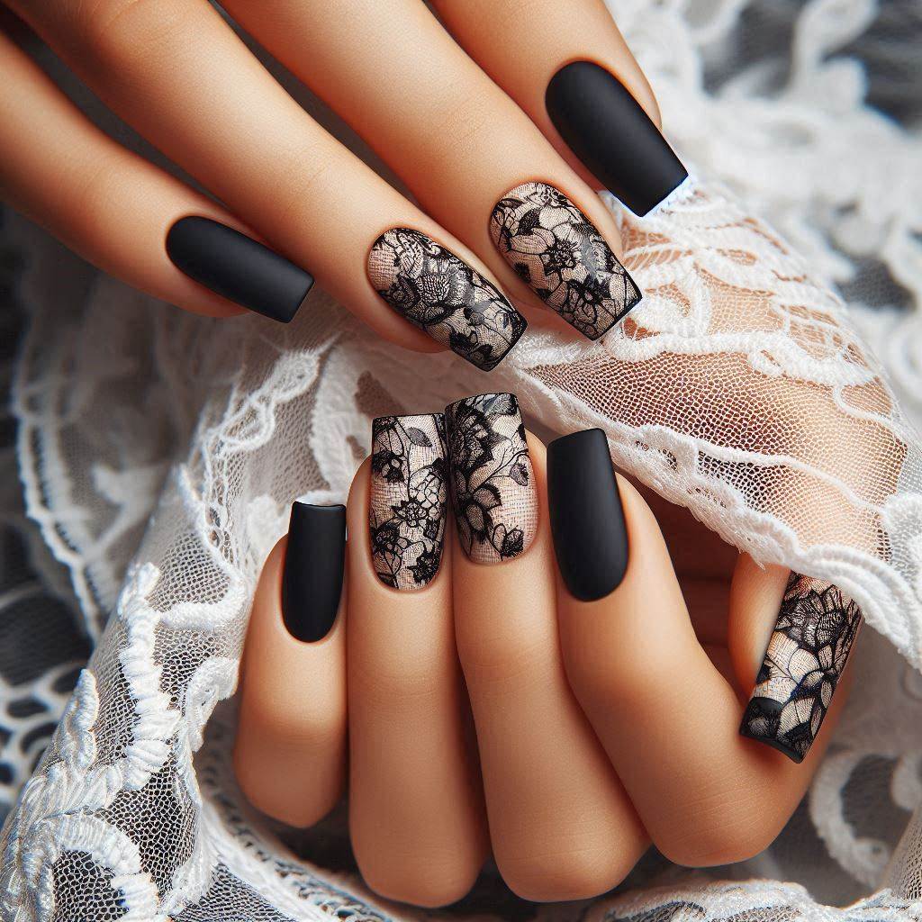 Matte Black with Lace Patterns