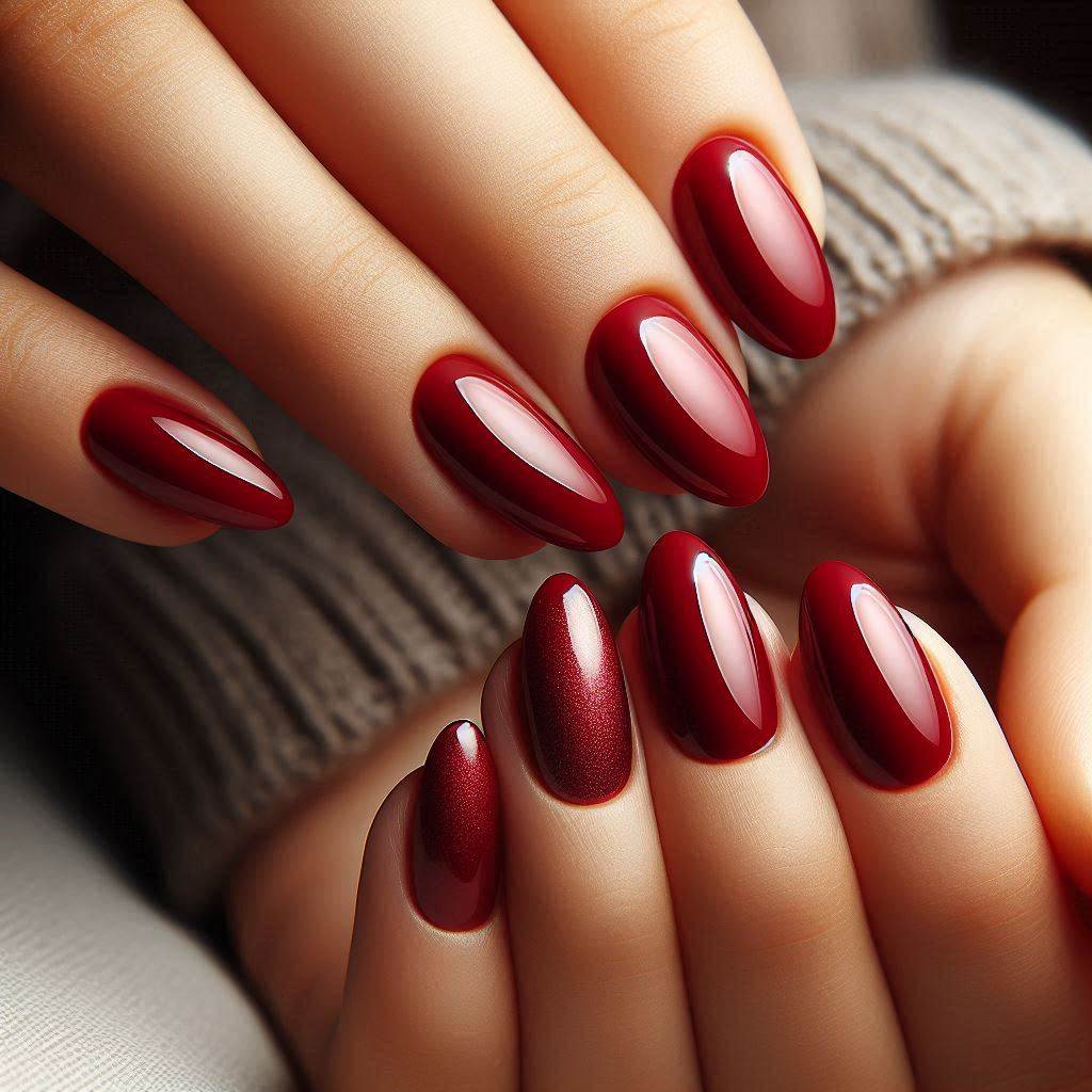 Classic Short Almond Nails Red