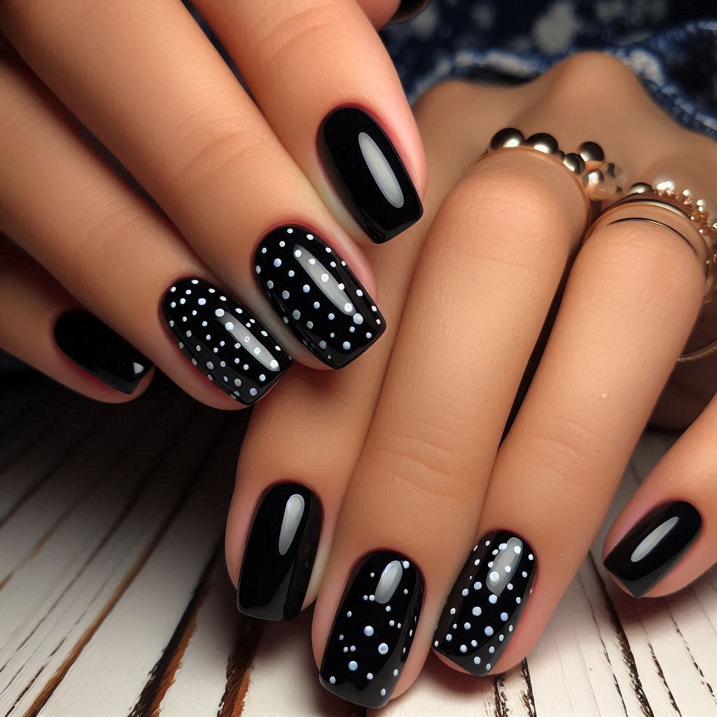 Black Polka Dot Nails