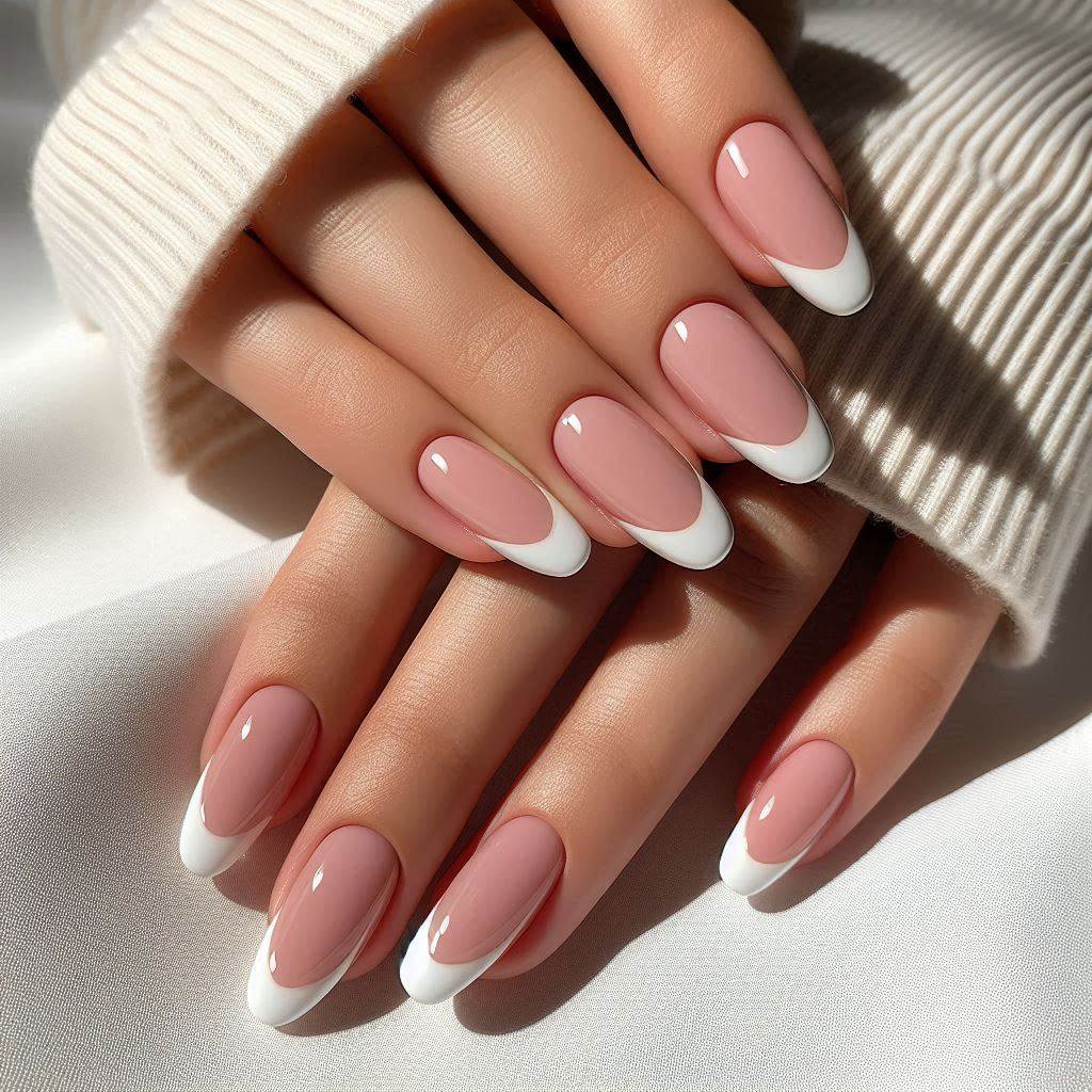 Chic Minimalism with French Tip Nails Pink Nude