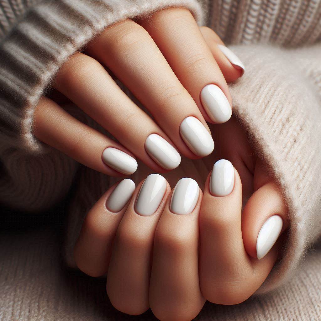 White Nails Short Round 