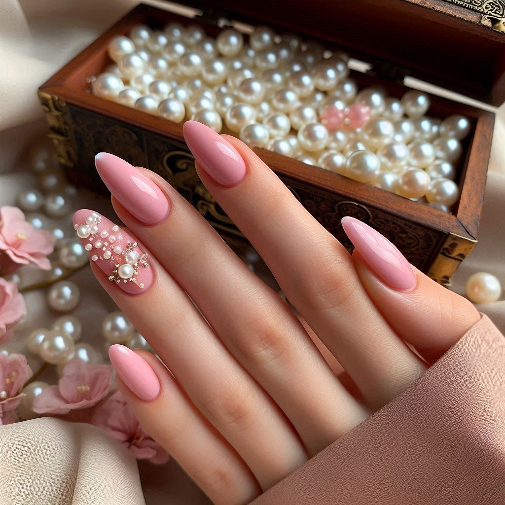 Baby Pink with Delicate Pearl Accents