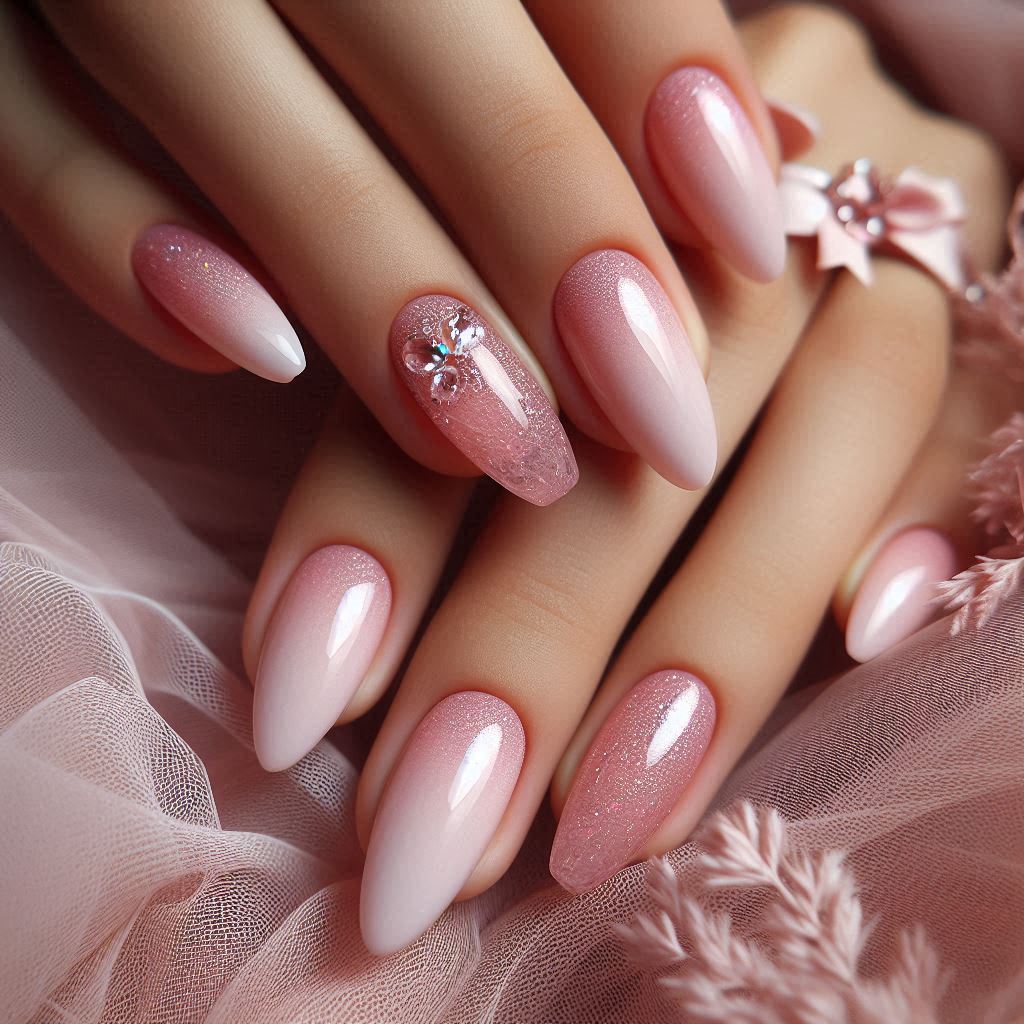 Soft Pink with Glitter for Prom