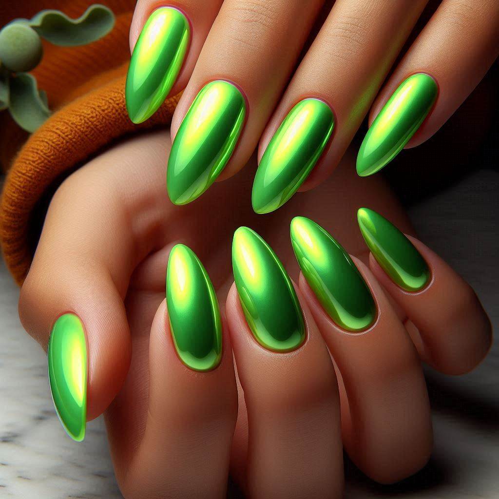 Neon Green Almond Nails