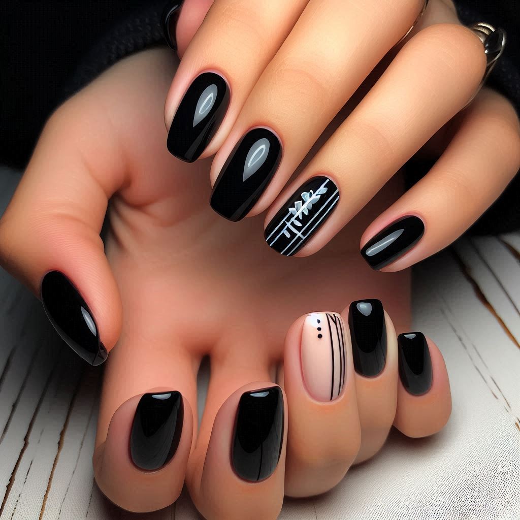  Black Negative Space Nails