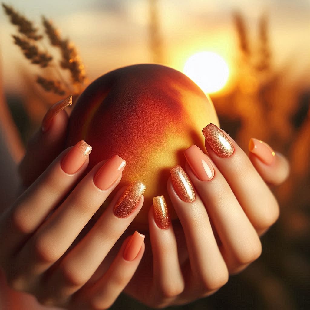 Peachy Orange Ombre Nails