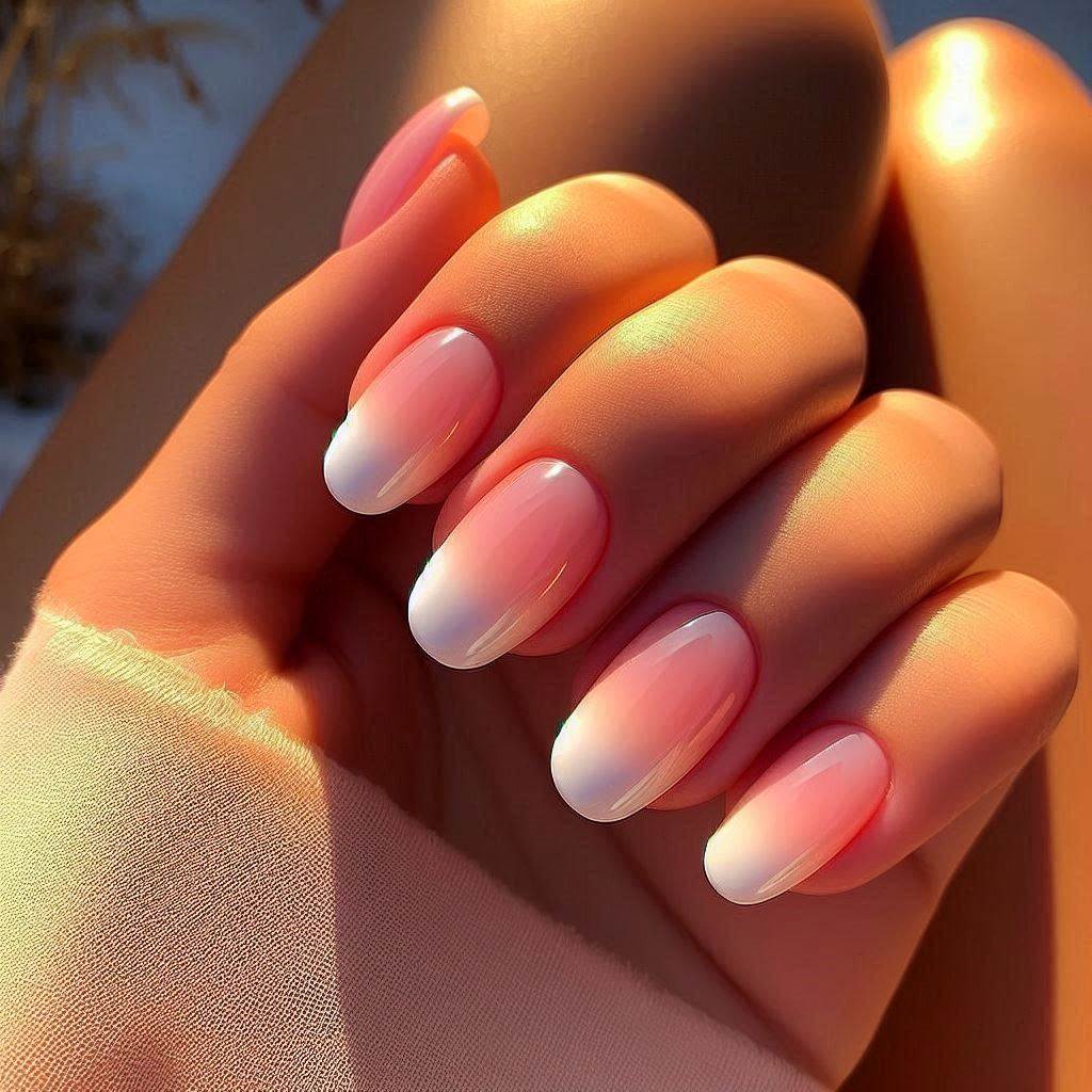 Ombre Short French Tip Nails Summer Colors