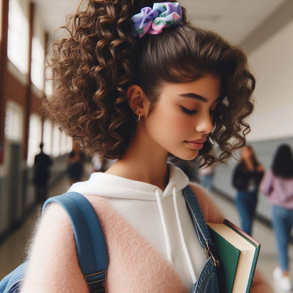 The School-Ready Side Ponytail with a Scrunchie