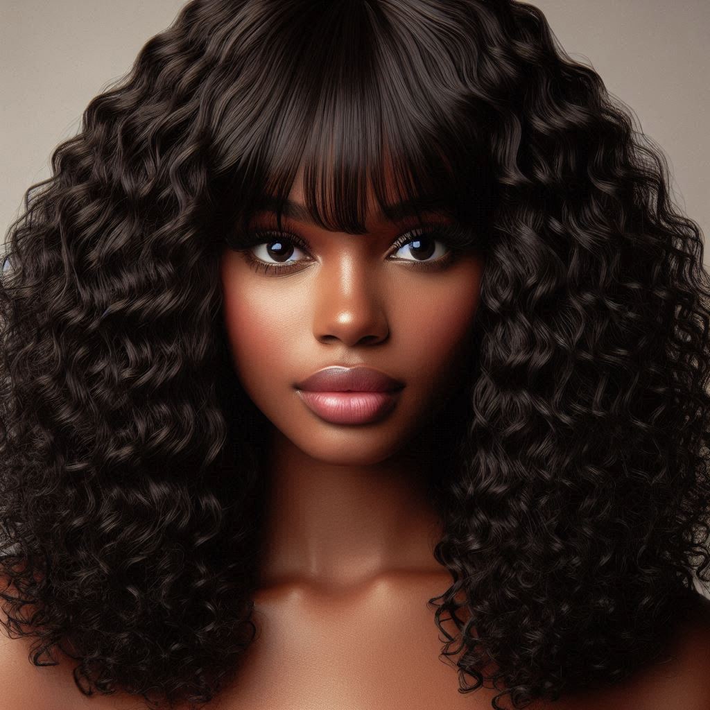  Curly Wig with Bangs