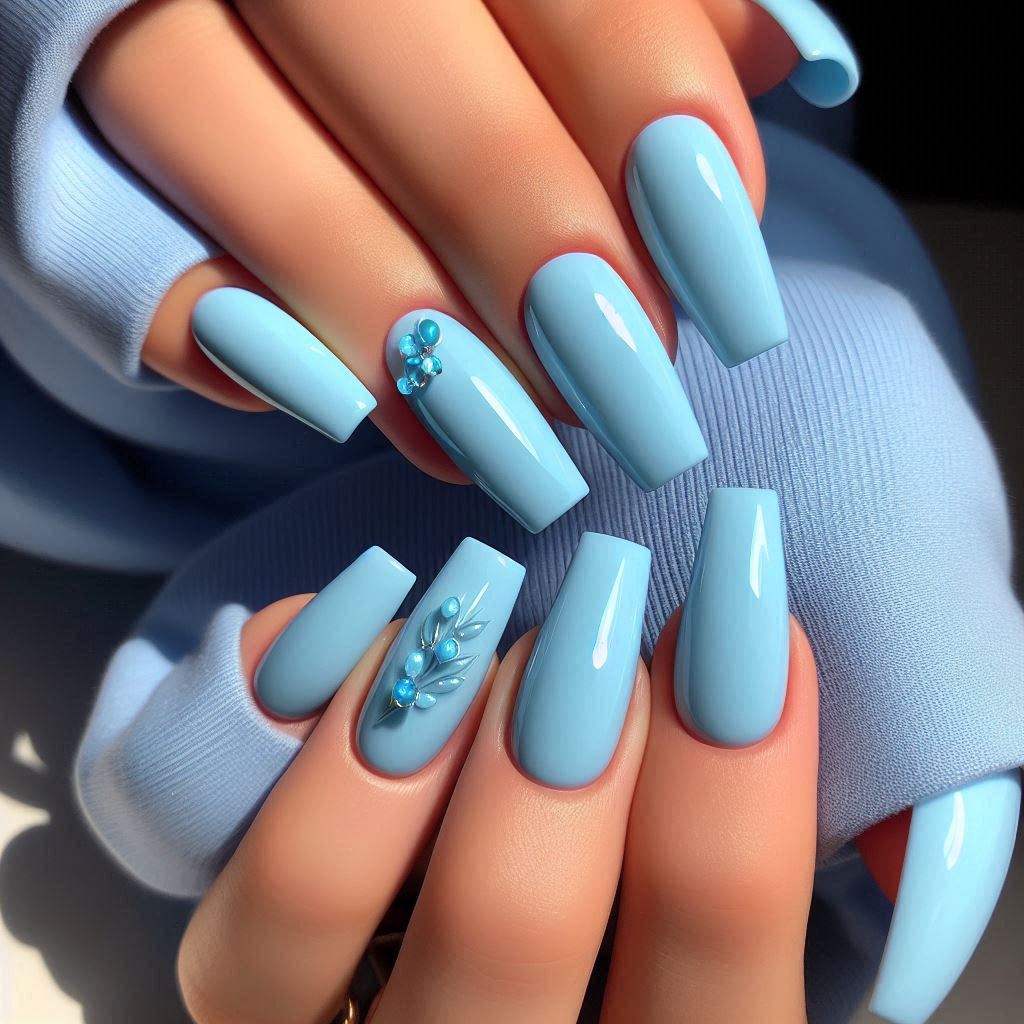 Sky Blue Acrylic Nails