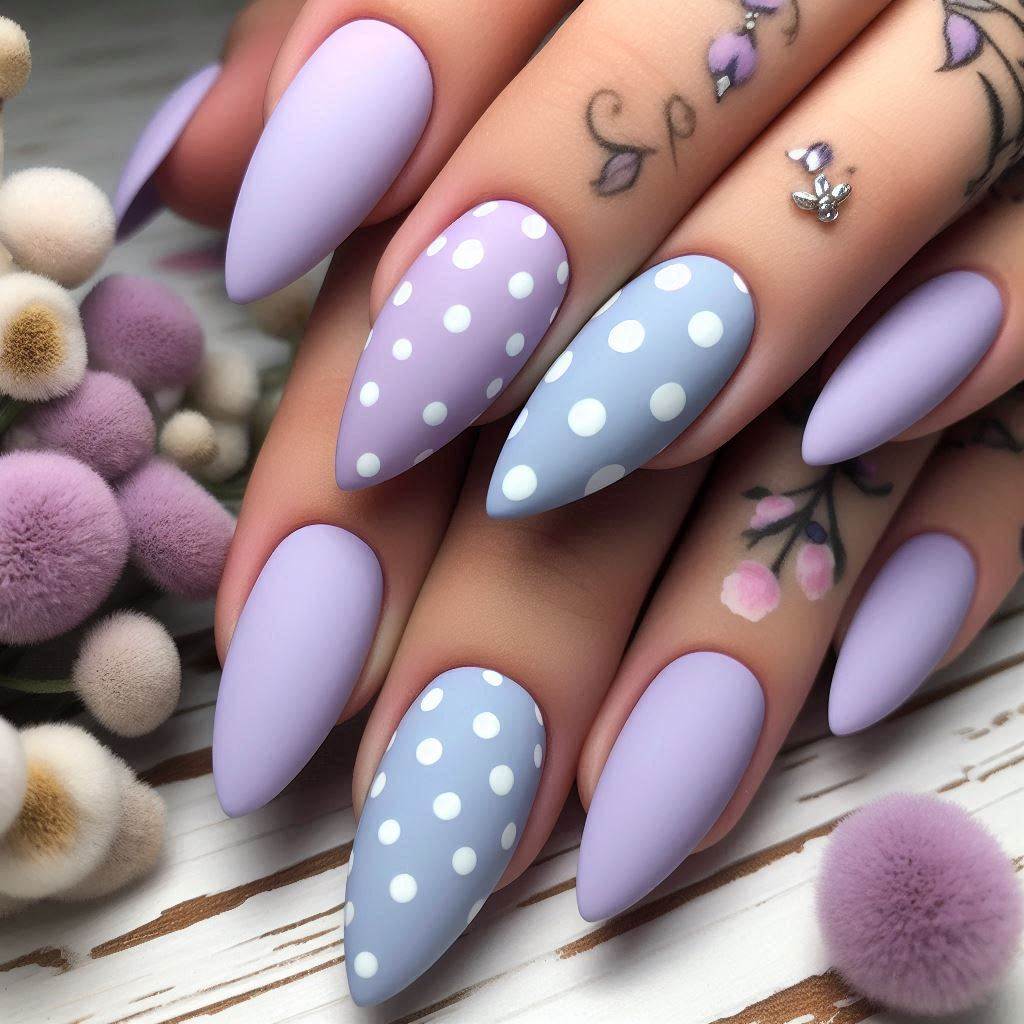  Pastel Purple Polka Dot Nails