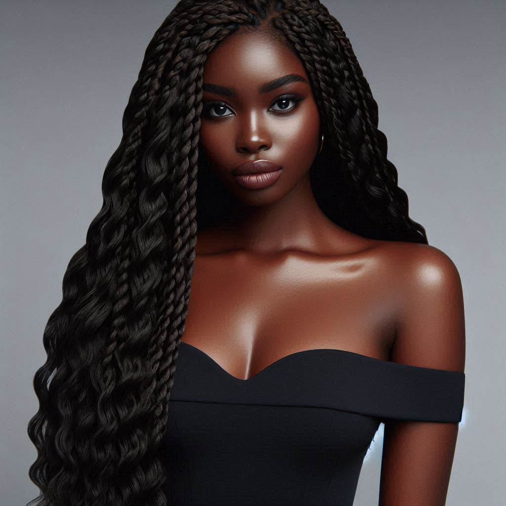 Goddess Box Braids with Wavy Ends