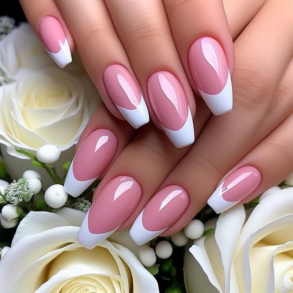 French Tip Nails Pink and White Elegance