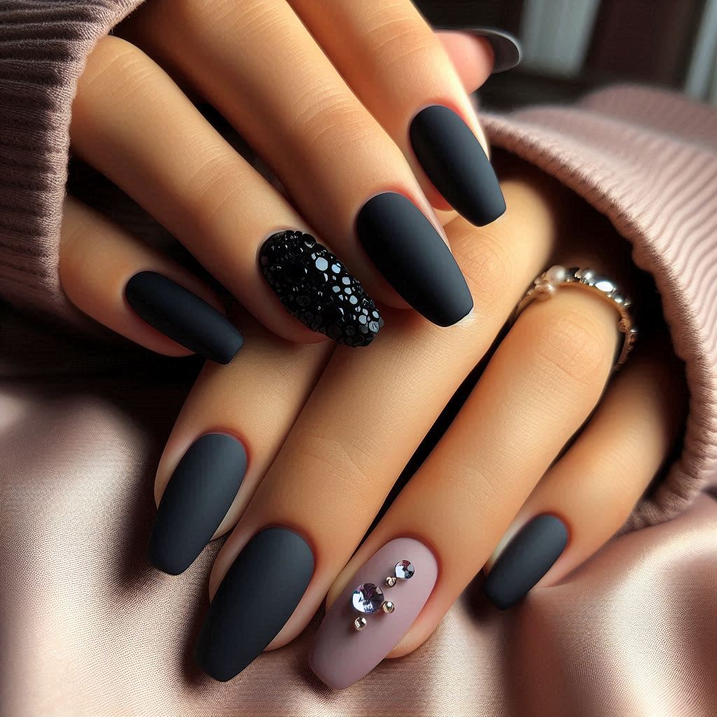 Matte Black with Rhinestones