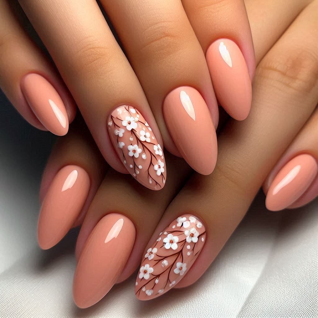  Peachy Summer Nails Almond Simple Sweetness