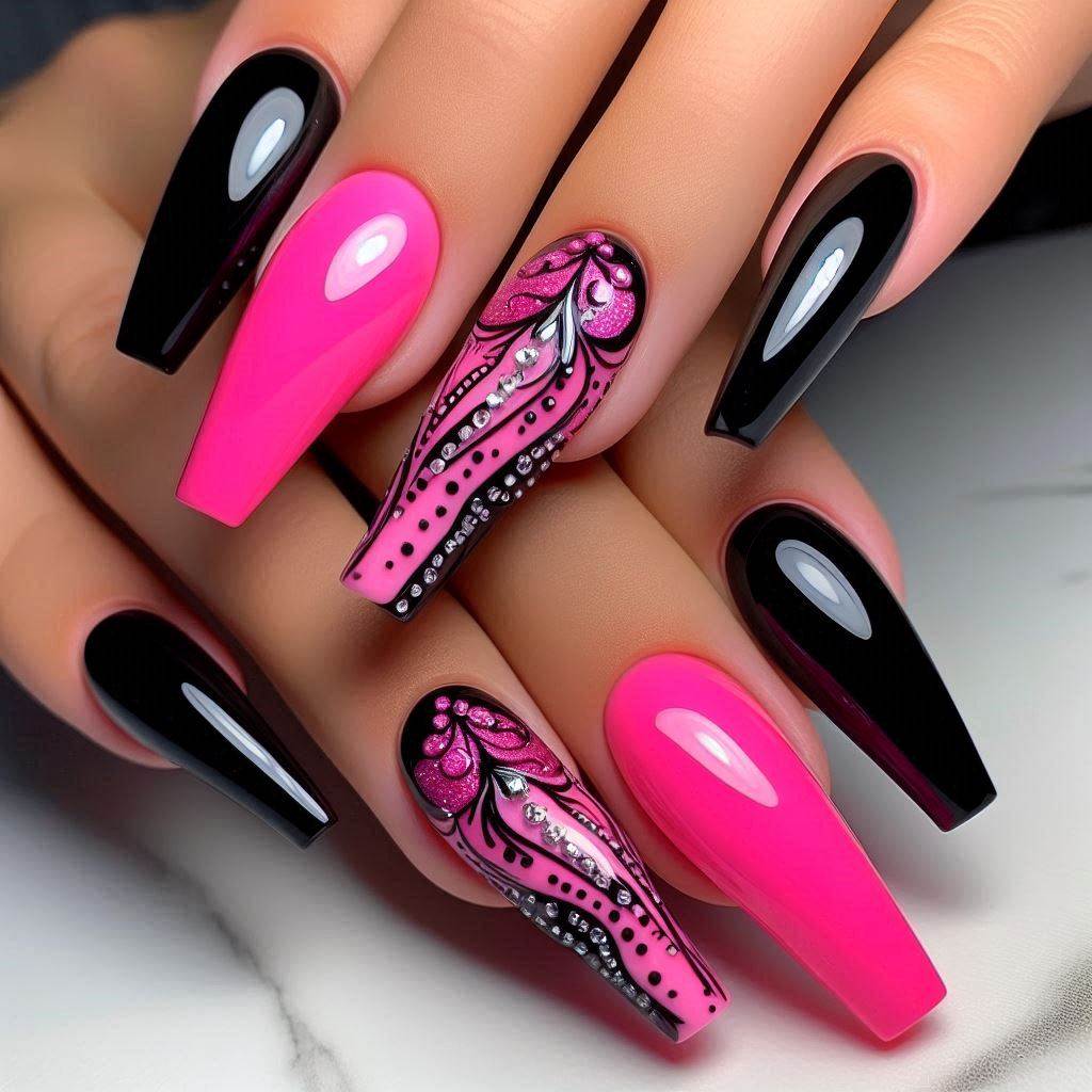  Hot Pink and Black Contrast