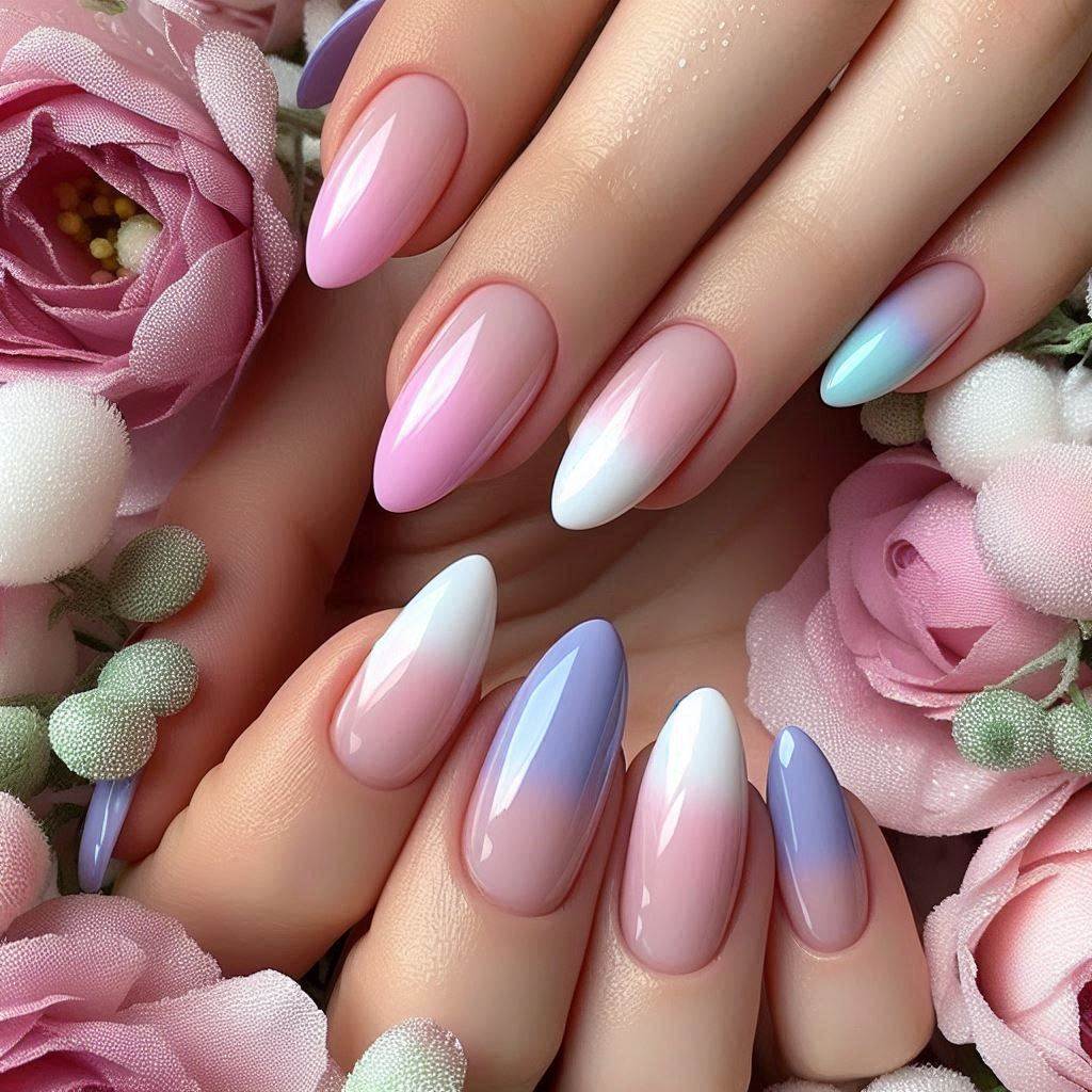  Soft Pastel Short French Tip Nails Summer Colors