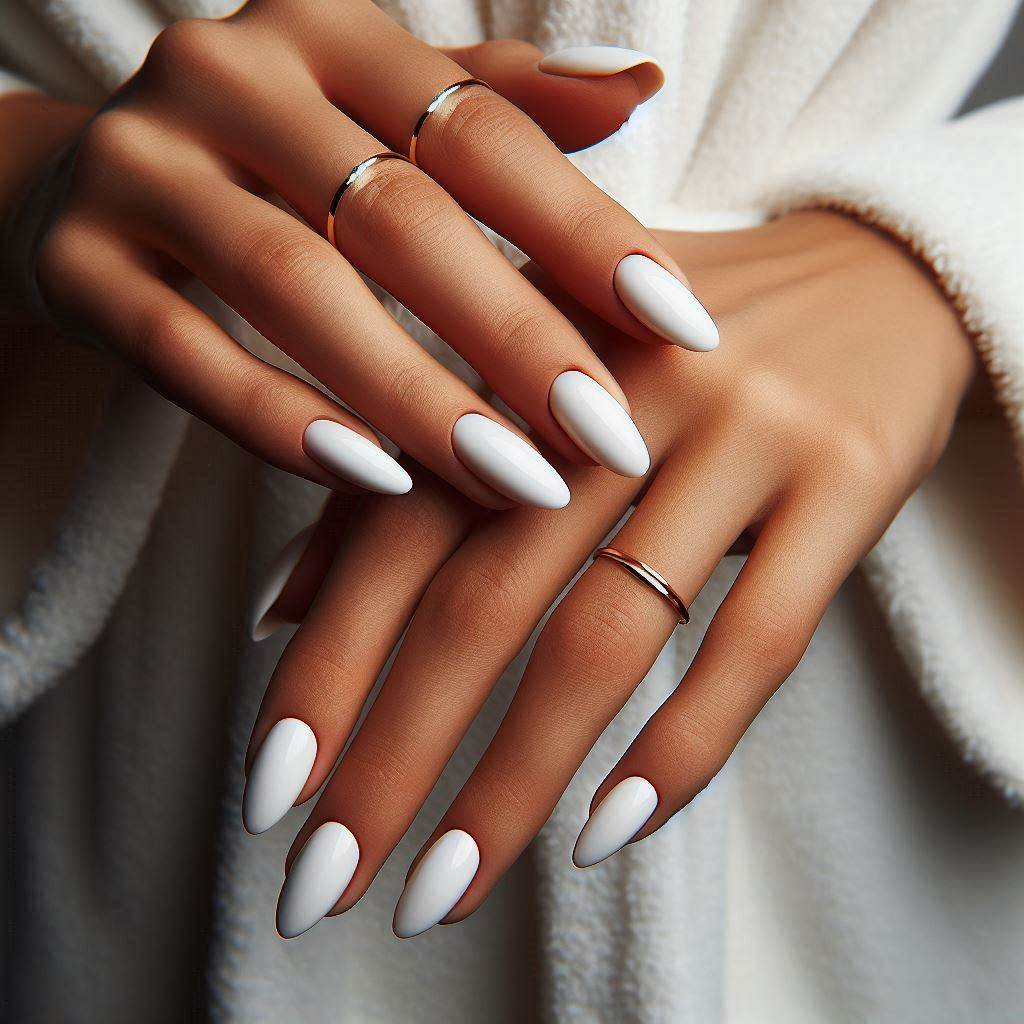 Chic White Nails Short Almond