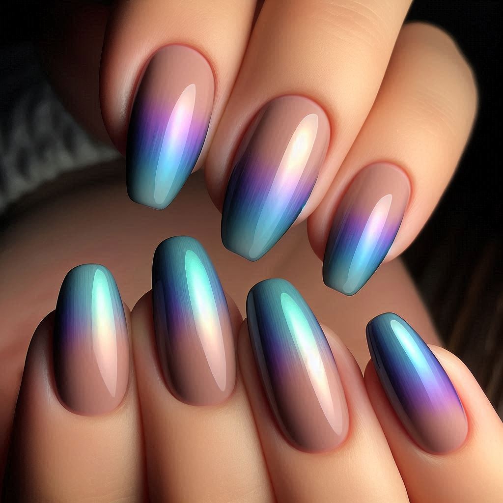 Ombre French Northern Lights Nails