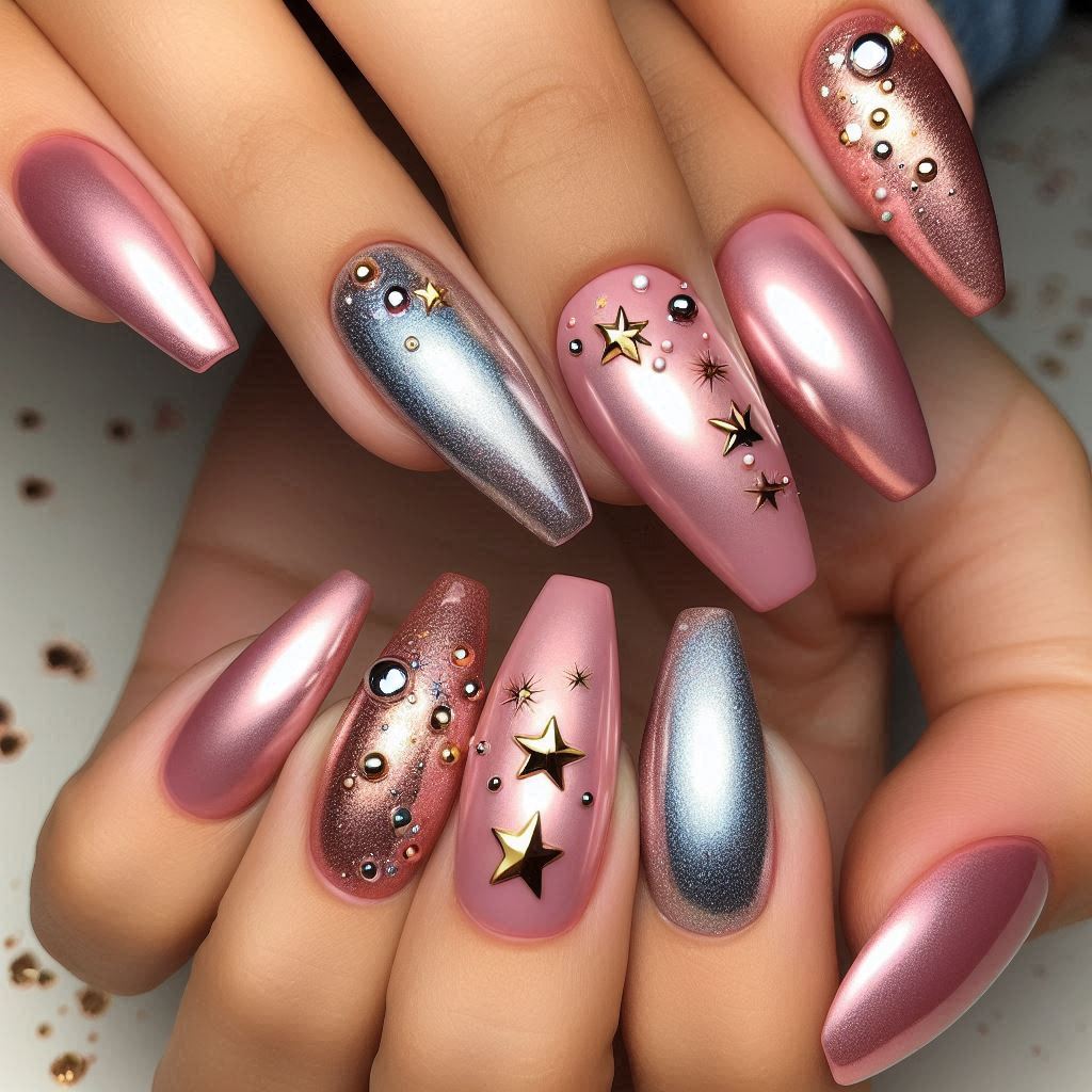 Matte Pink Chrome with 3D Star Accents