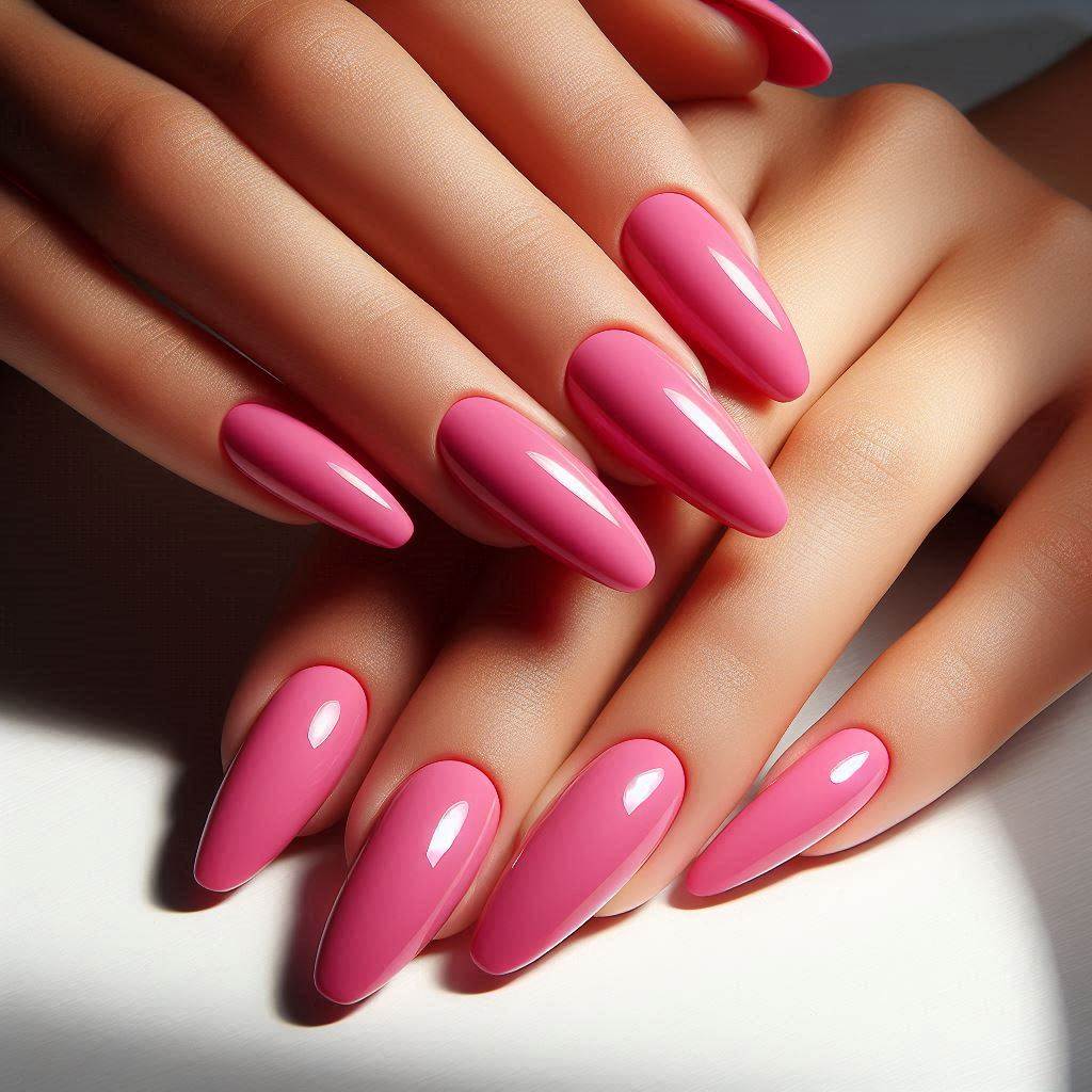 Solid Bright Pink Acrylic Nails for an Eye-Catching Statement