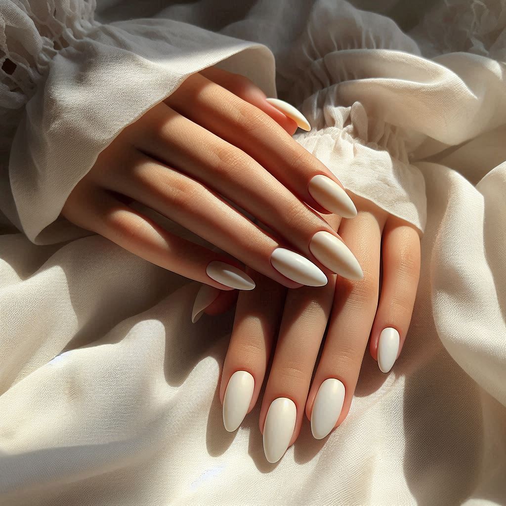 Milky White Acrylic Nails