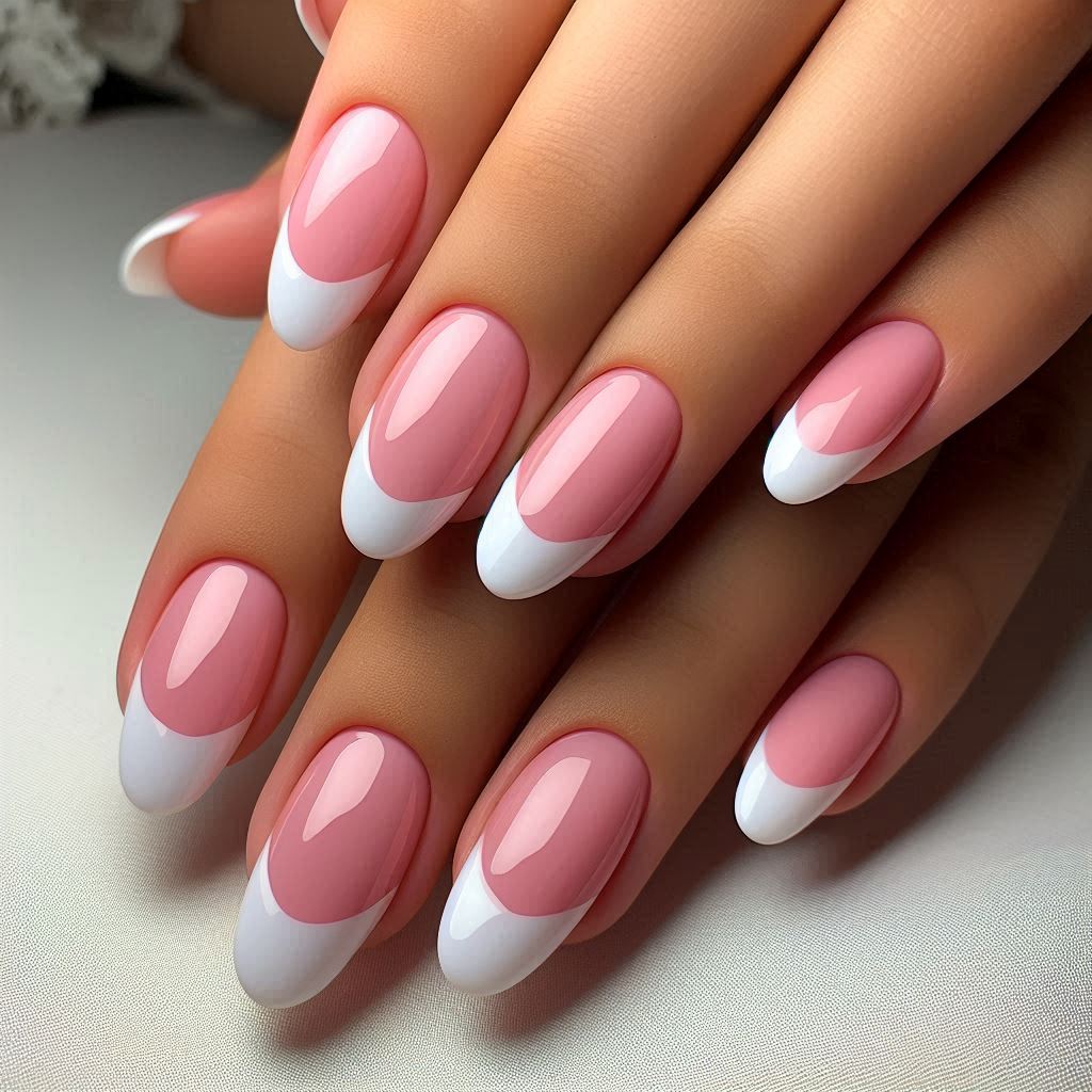 French Tip Pink Dip Nails