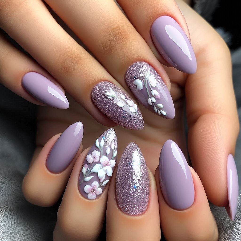 Soft Lavender Almond Nails