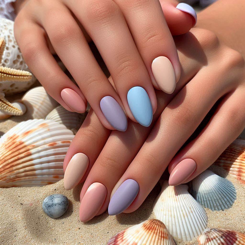 Matte Short French Gel Nails Summer