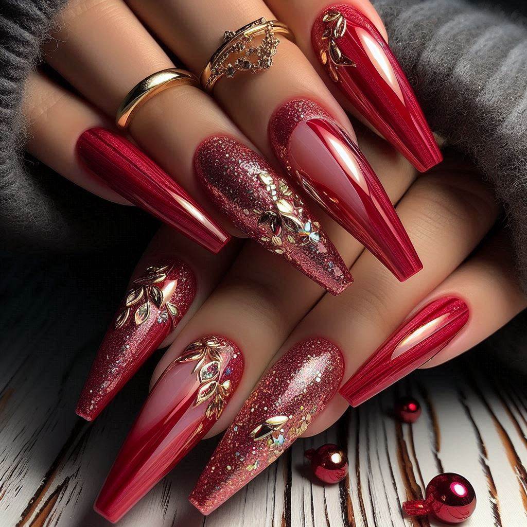 Red Acrylic Cherry Nails for a Bold Statement