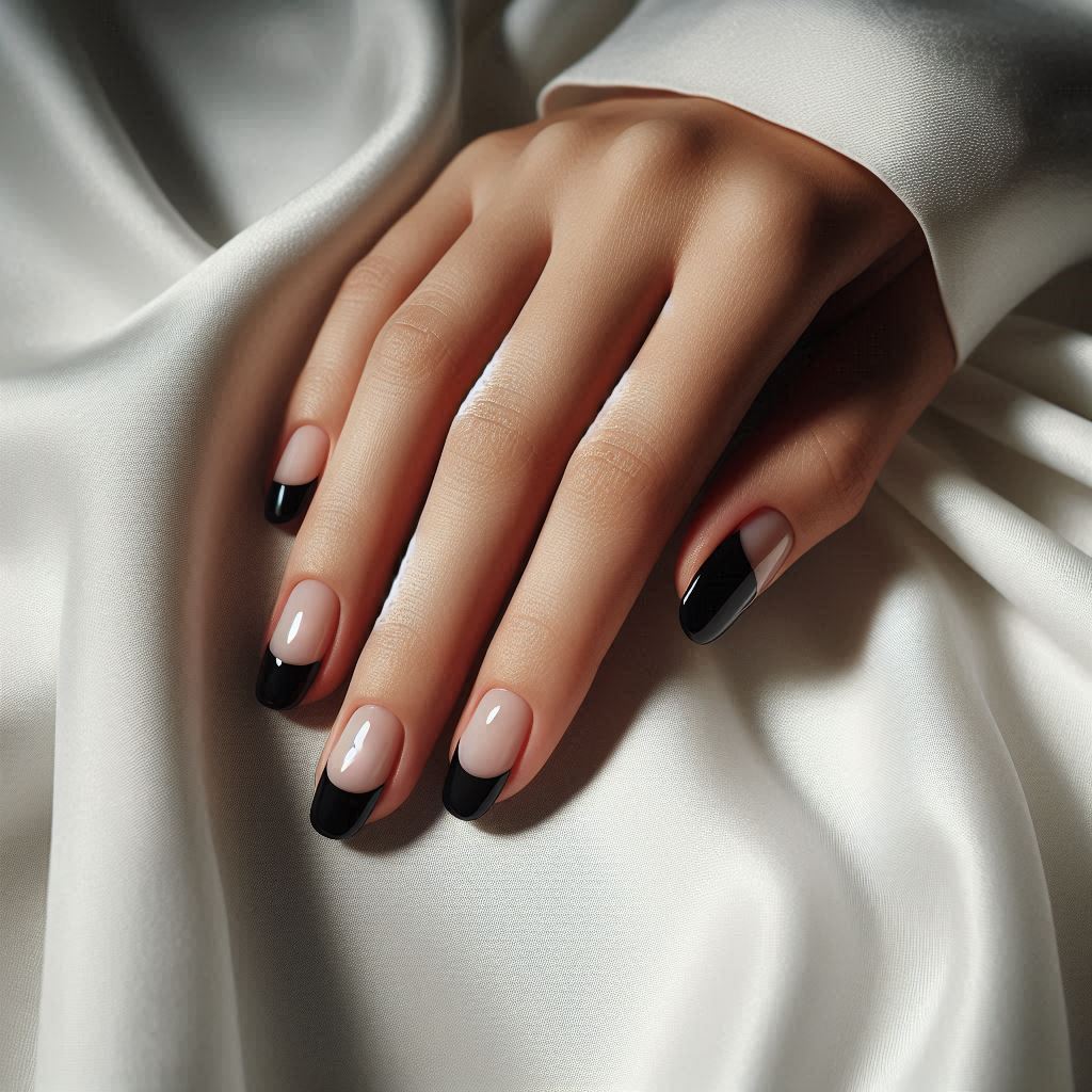 Black French Tip Nails Short for Subtle Elegance