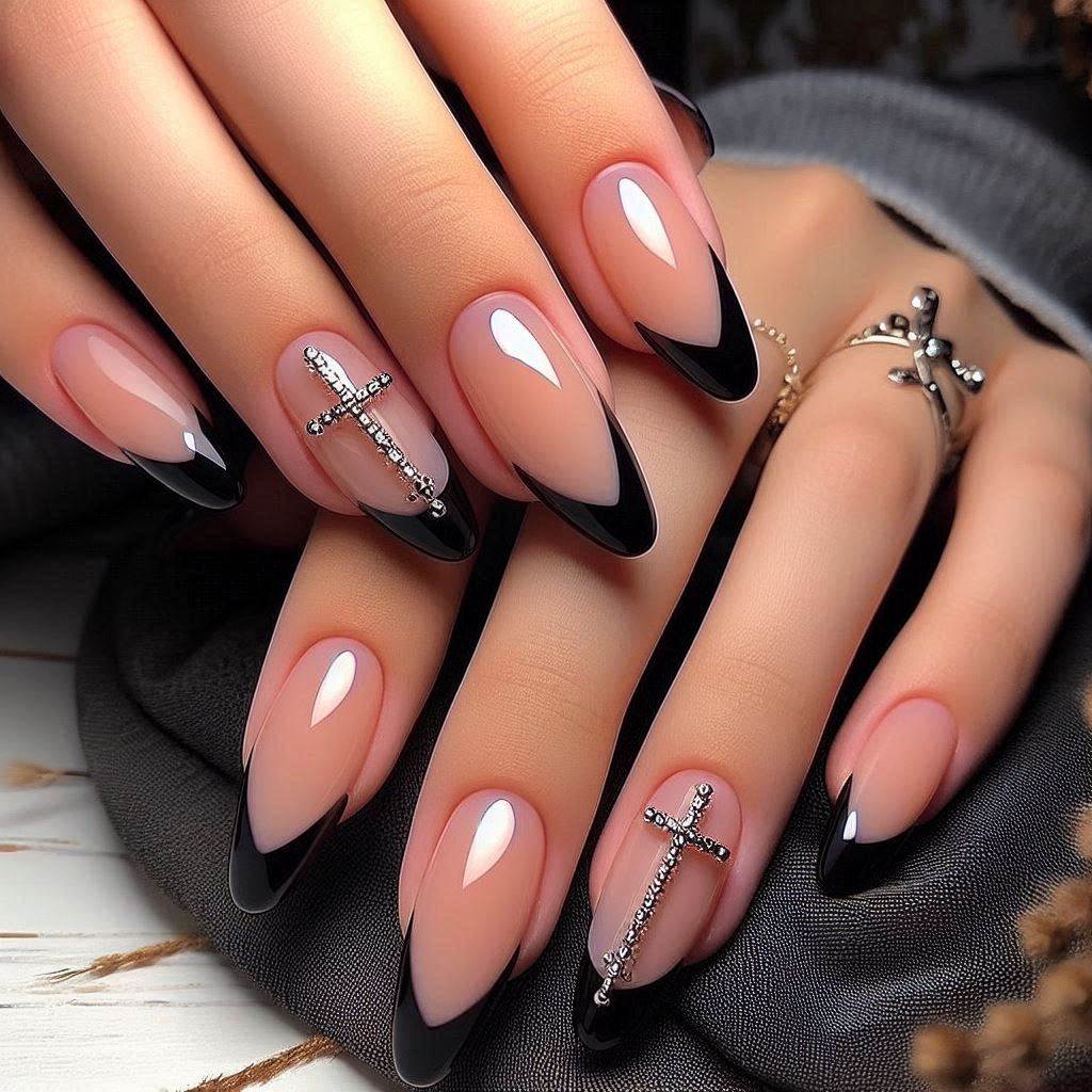 Gothic French Tip Nails with a Dark Twist