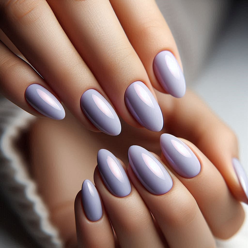 Pastel Lavender Almond Nails