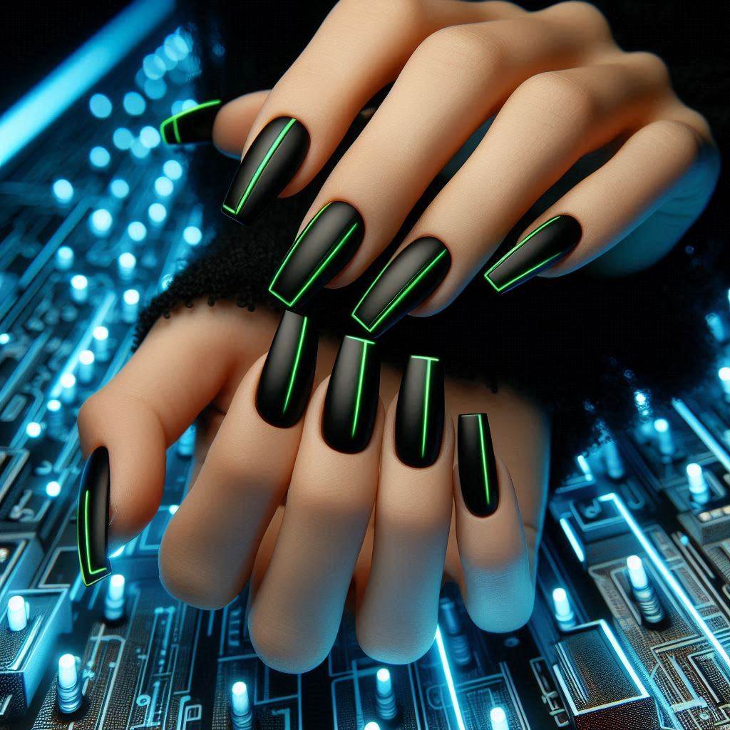 Black and Neon Green Tips