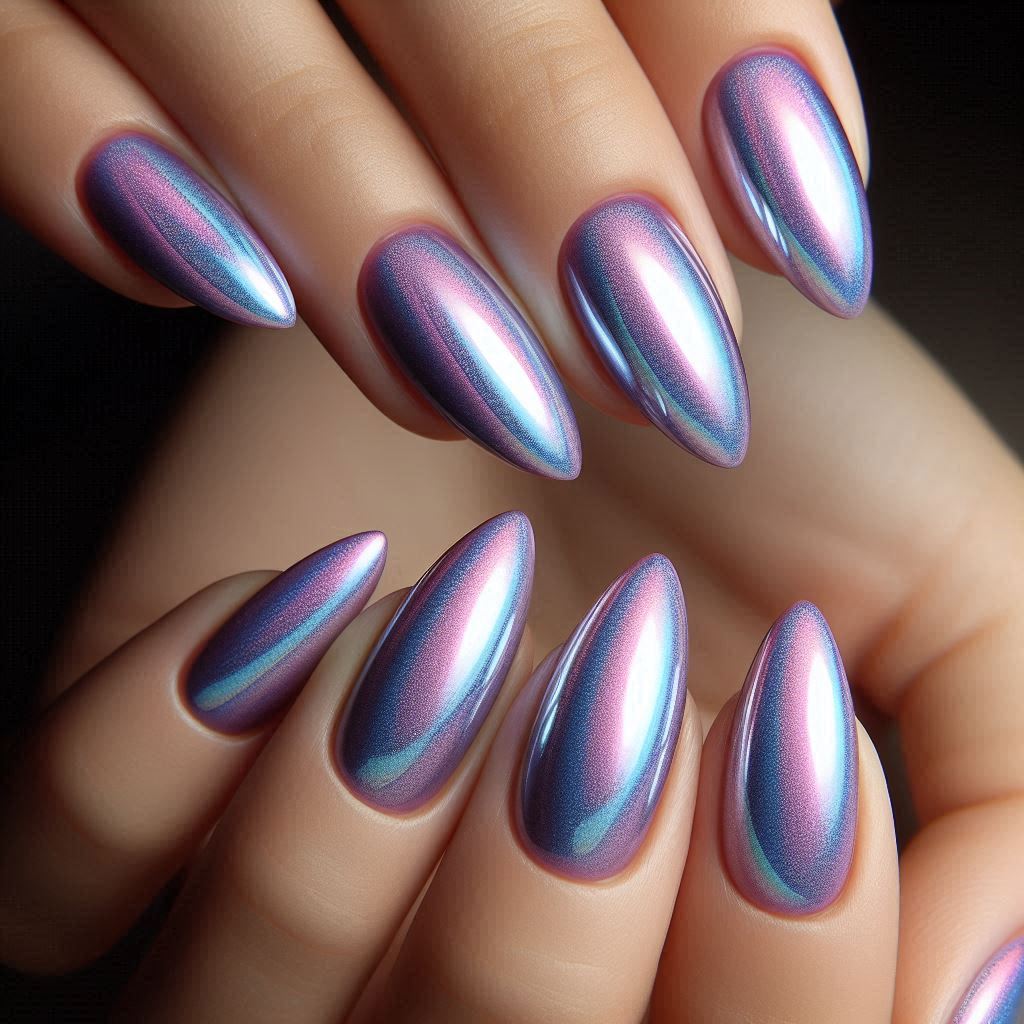 Holographic Purple Nails