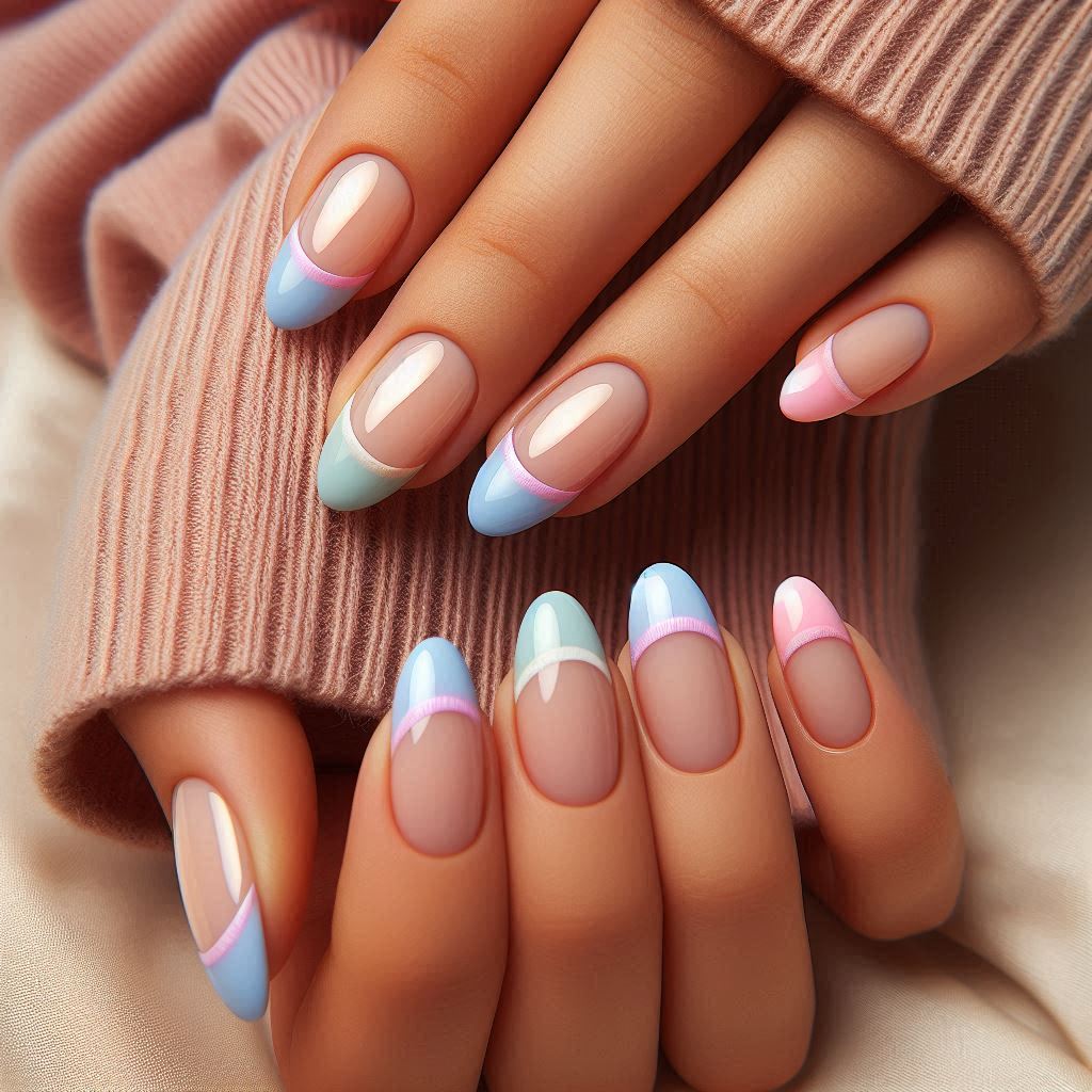 Pastel Rainbow French Tips