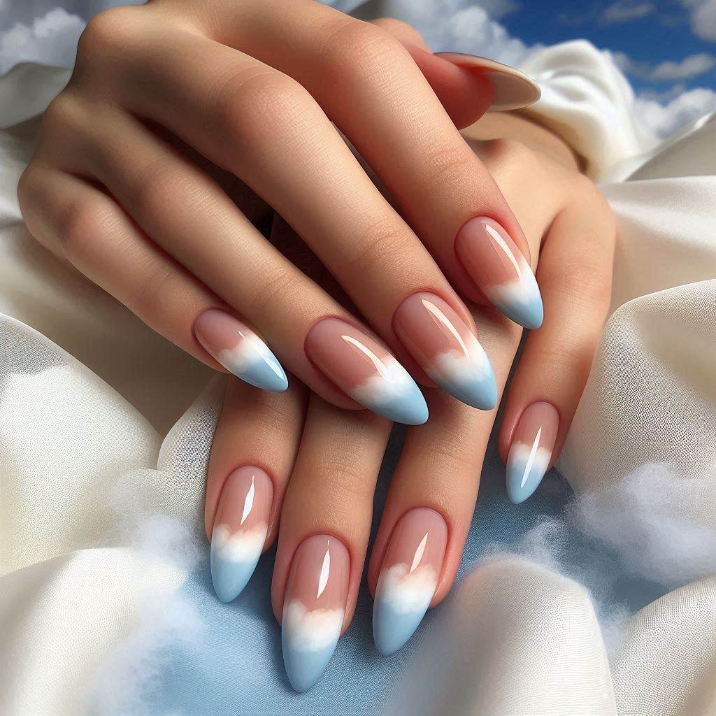 Sky Blue French Tips