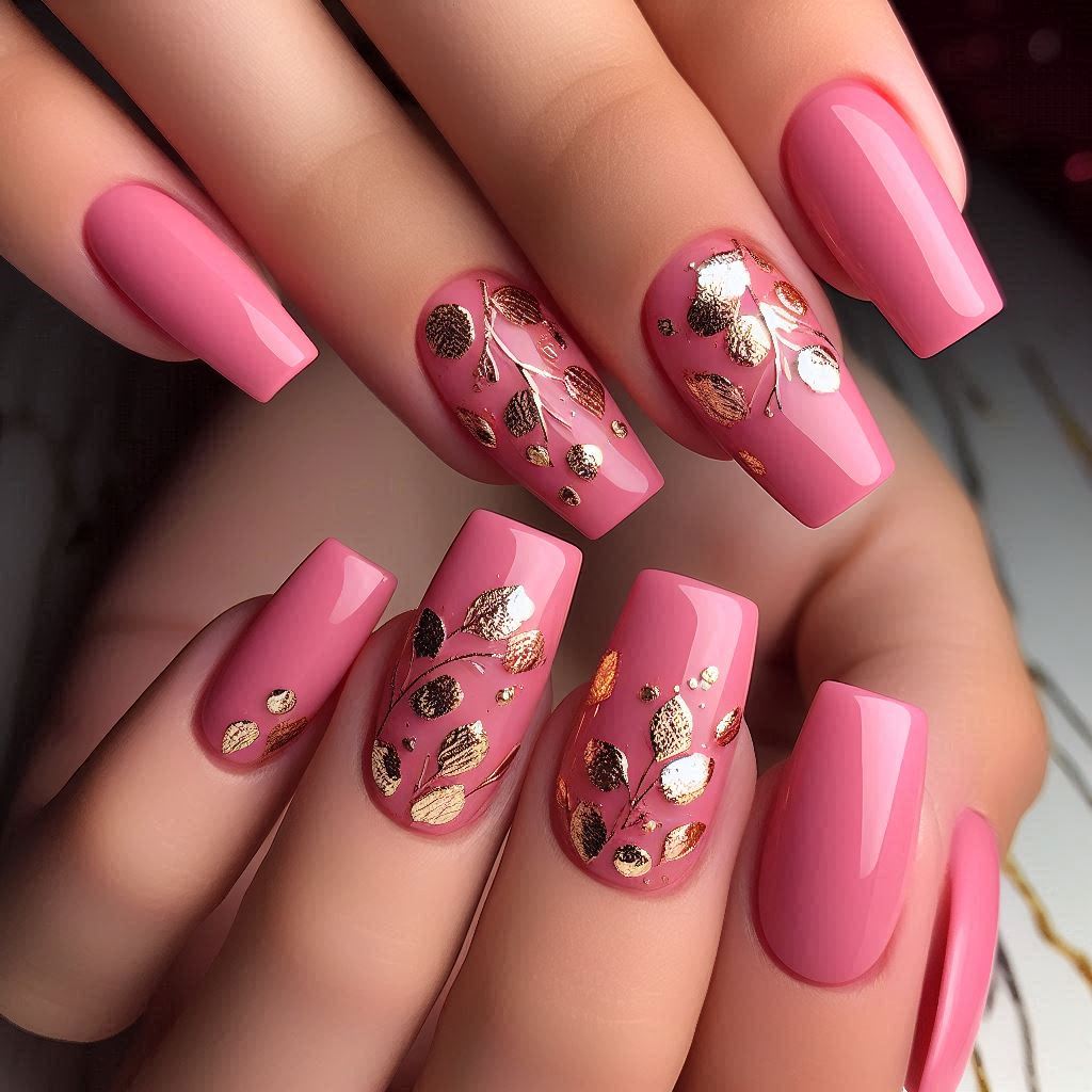 Bright Pink with Gold Foil Accents