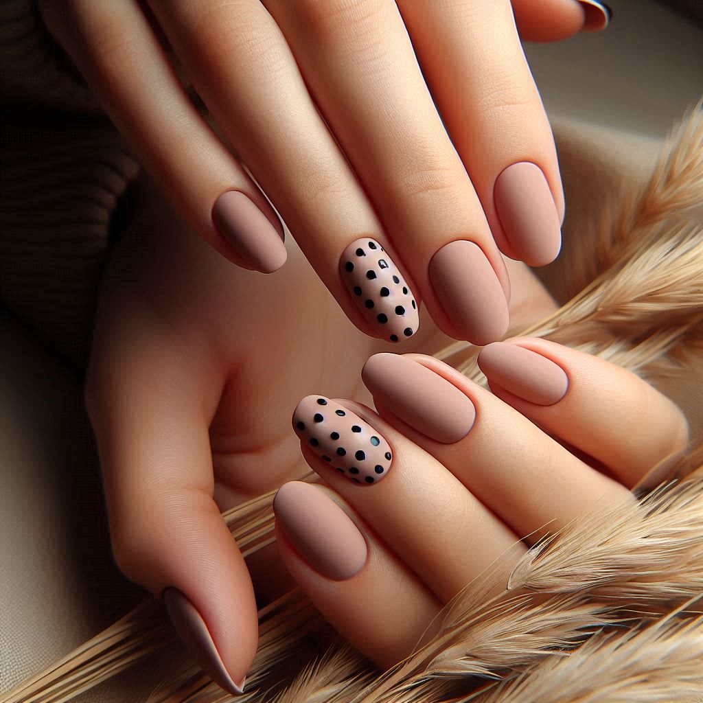 Nude Base with Black Polka Dots