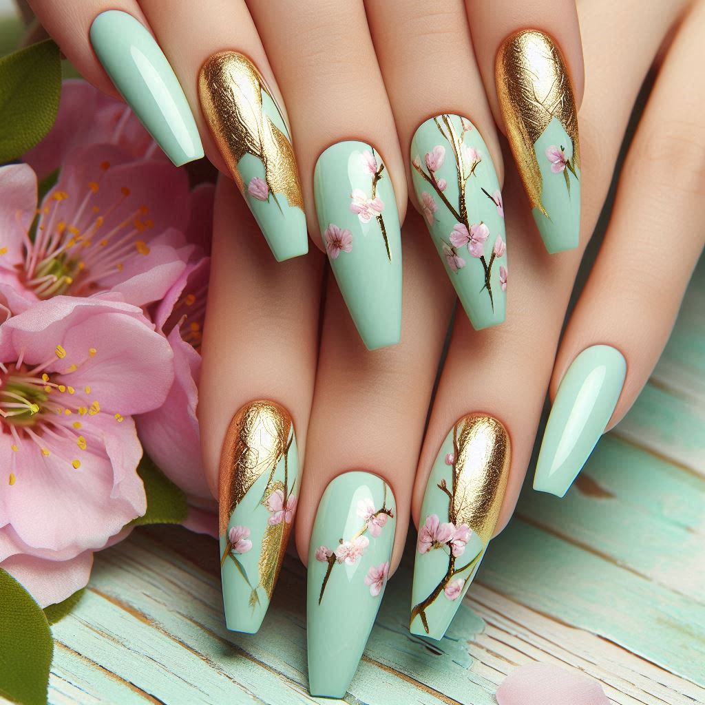 Mint Green with Gold Foil