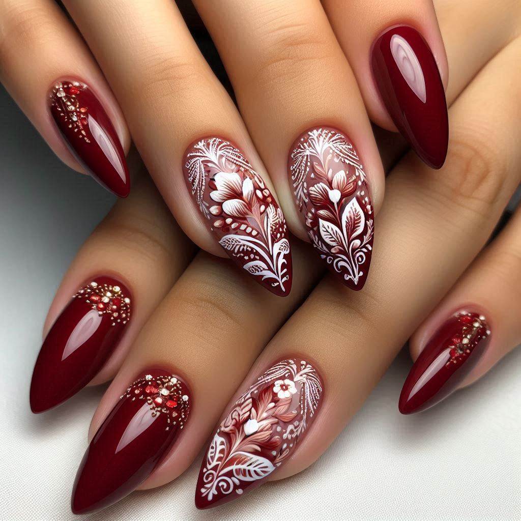 Short Almond Nails Red Art Designs