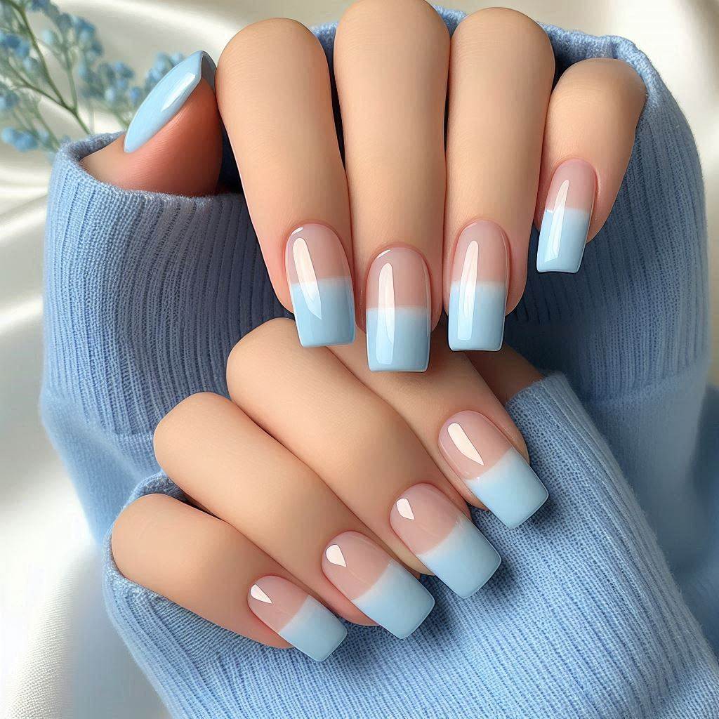 Baby Blue French Tips
