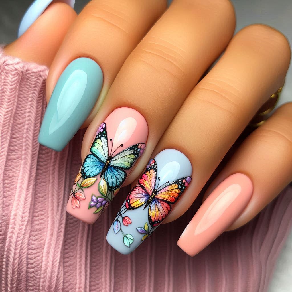 Butterfly Accent Nails