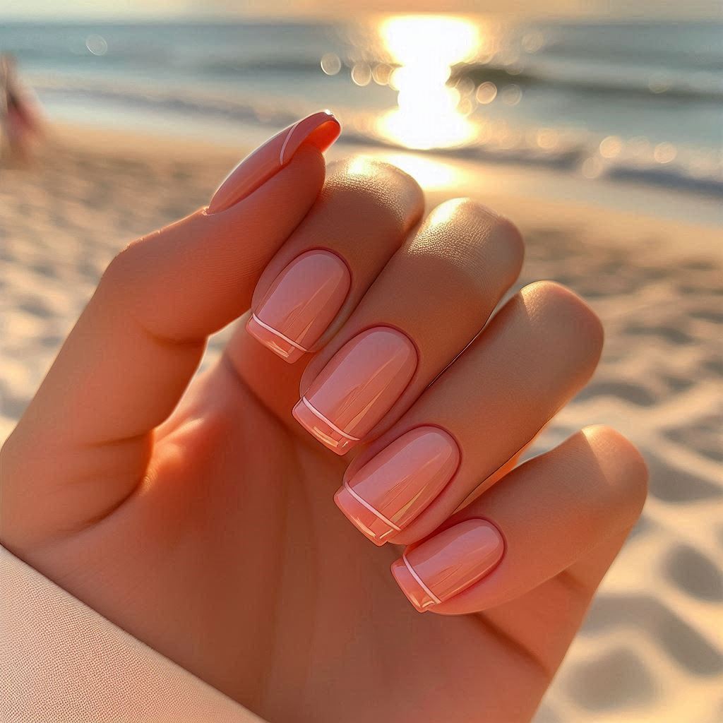 Peachy Pink French Tips for a Soft Summer Glow